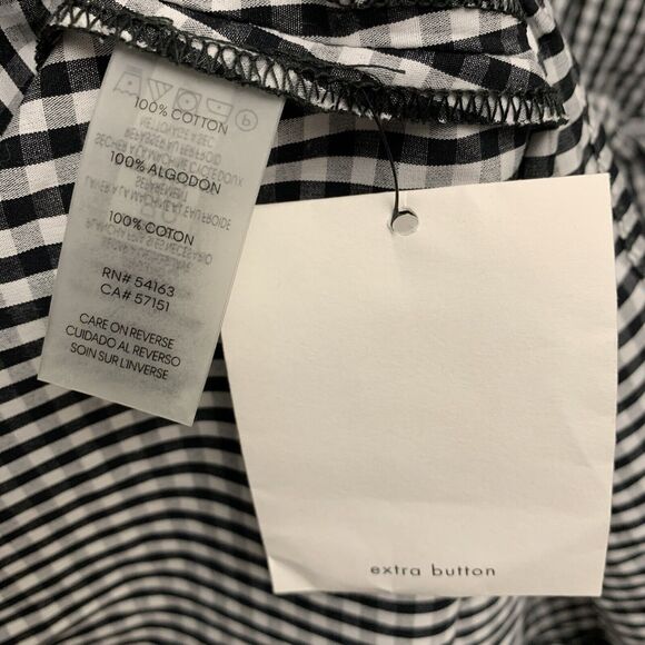 Calvin Klein Button Up Shirt Dress Gingham Print Black White Size 2 NWT - Picture 8 of 8